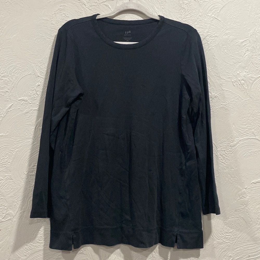J. Jill Pima Cotton Long Sleeve Black Tunic Top Size Medium